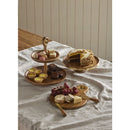 Cake Stand - 11 inch Acacia Wood & Brass - 28cm