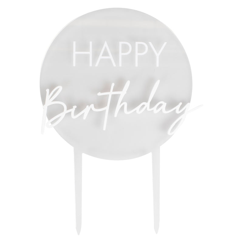 Cake Topper - Happy Birthday (Double Layered) Clear Acrylic