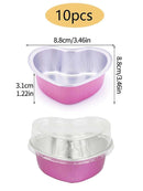 Baking Cups - Pink Foil Heart Cups with Lids - 10 Pack