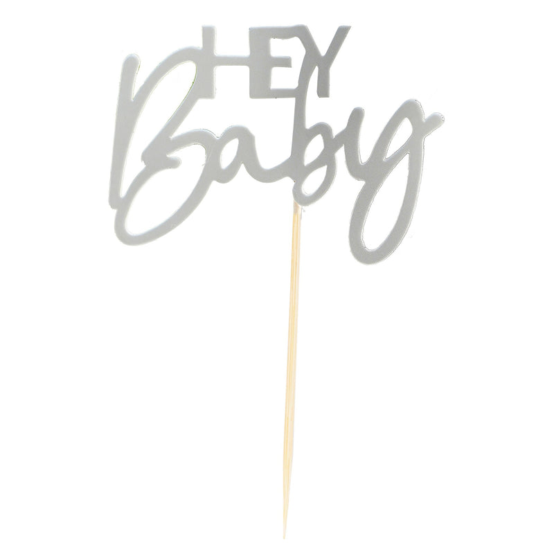 Cupcake Toppers - Hey Baby (Sage Green) 12pk