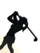 Cake Topper - Silhouette Lady Golfer (Black Acrylic Cake Topper)