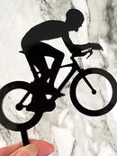 Cake Topper - Silhouette Cyclist (Black Acrylic Cake Topper)