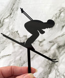 Cake Topper - Silhouette Snow Skier (Black Acrylic Cake Topper)