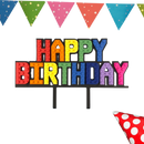 Cake Topper - Lego Happy Birthday - Rainbow Colours