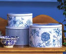 Cake Storage Tin - China Blue Etchings & Roses 19cm (Small) Round - by Sanderson