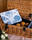 Cookie/Biscuit Storage Tin - China Blue Etching & Roses 19.5cm x 15cm - by Sanderson