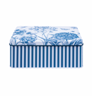 Cookie/Biscuit Storage Tin - China Blue Etching & Roses 19.5cm x 15cm - by Sanderson