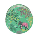 Cake Storage Tin - New India (Green Elephants) 22cm (Medium) Round - by Sara Miller London