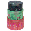 Cake Storage Tin - New India (Green Elephants) 22cm (Medium) Round - by Sara Miller London