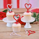 Cupcake Toppers - Red & Pink Wooden Hearts - 6pk