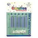 Candles: Blue Colour Flame 10pk