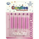 Candles: Pink Colour Flame 10pk