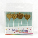 Candles: Gold Glitter Hearts 5pk