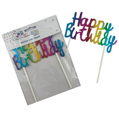 Cake Topper: Metallic Rainbow Happy Birthday Cardboard Cake Topper