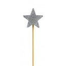 Candle: Silver Glitter Star - long stick candle