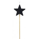 Candle: Black Glitter Star - long stick candle