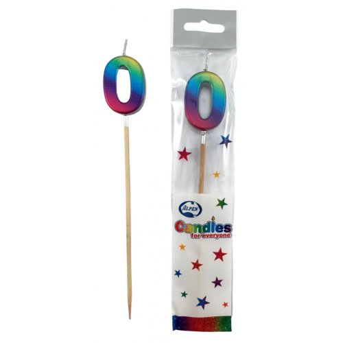 Candle: Rainbow Metallic Long Stick #0