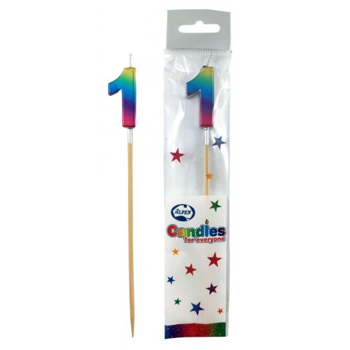 Candle: Rainbow Metallic Long Stick #1