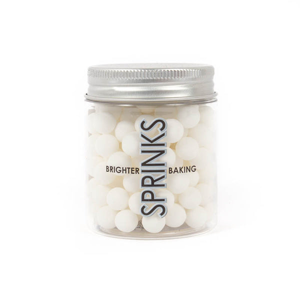 Sprinkles - Cachous / Sugar Pearls - Matt White 8mm (85g)