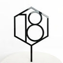 Cake Topper - Number 18 - Hexagon Black