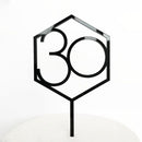 Cake Topper - Number 30 - Hexagon Black