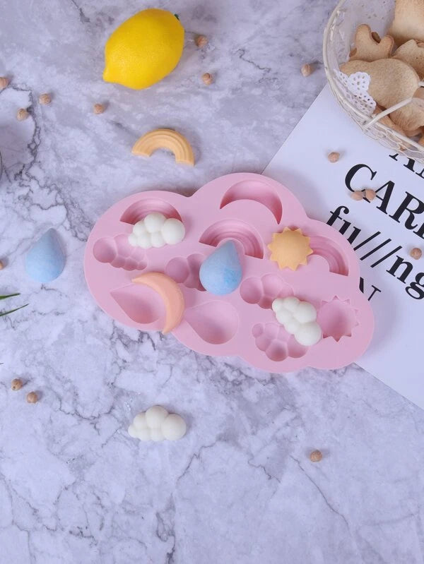 Chocolate Mould - Clouds, Rainbows & Raindrops Silicone Baking Mould