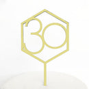 Cake Topper - Number 30 - Hexagon Gold