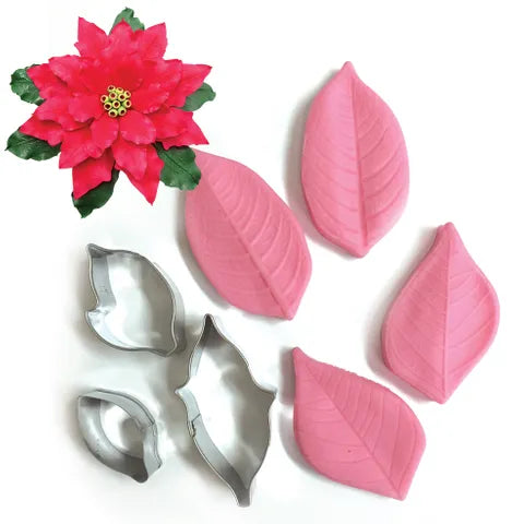 Flower Cutter Set Poinsettia Christmas Flower Leaf Cutters