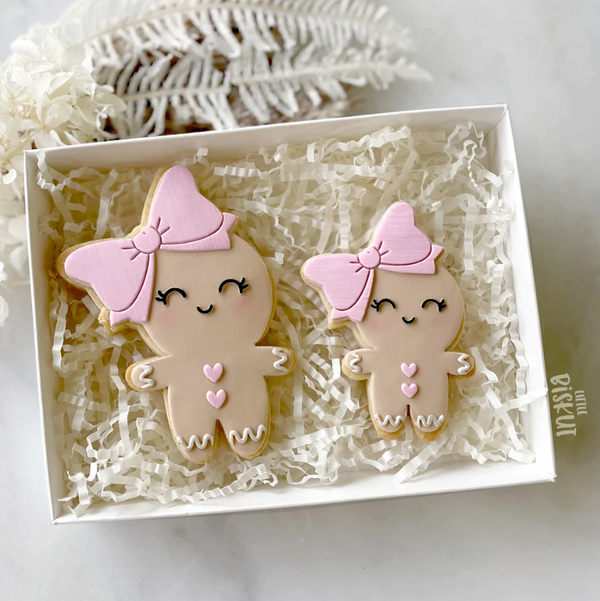 Embosser and Cutter Set - Gingerbread Girl with Bow (small & large) - by Little Biskut