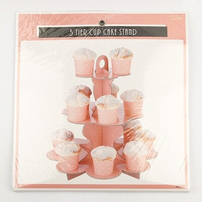 Cupcake Stand - Coral 3 Tier - Cardboard