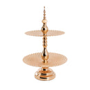 Cake Stand - 2 Tier Cupcake Stand - Textured Gold Metal (38cm D x 58cm H)