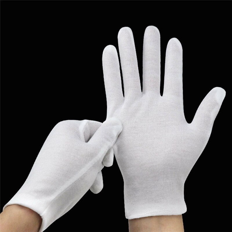 white cotton gloves for food service