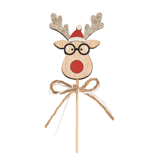 Cake Topper - Wooden Reindeer Christmas Pick