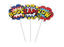 Super Hero Comic Words Cake Topper Picks (3pk)