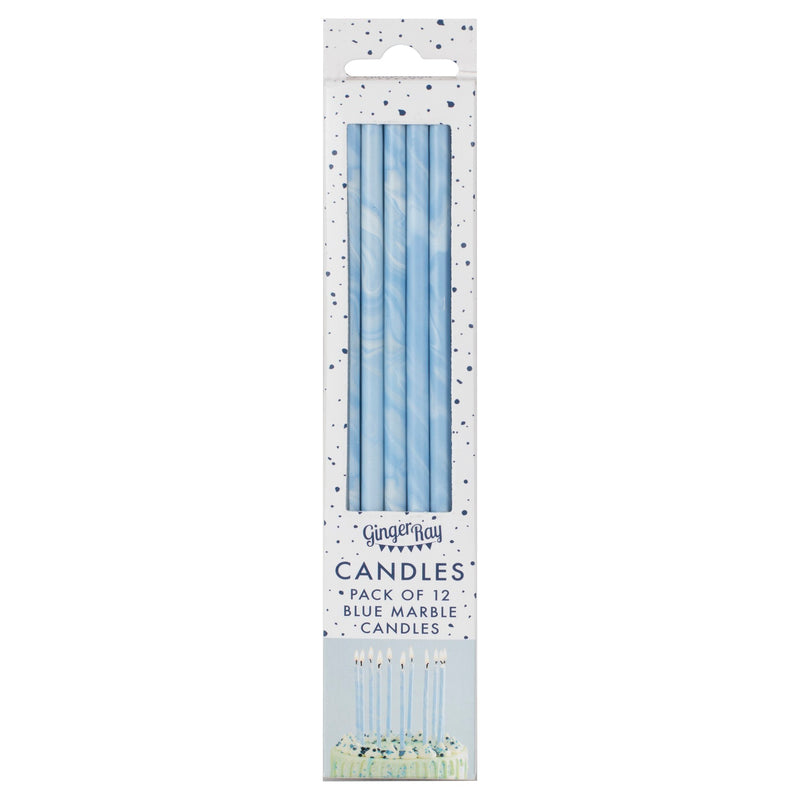 Candles - Blue Marble Tall Candles - 12pk