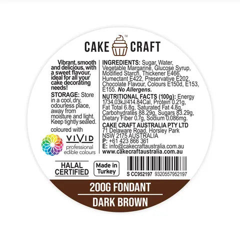 Cake Craft RTR Fondant 200g - Dark Brown