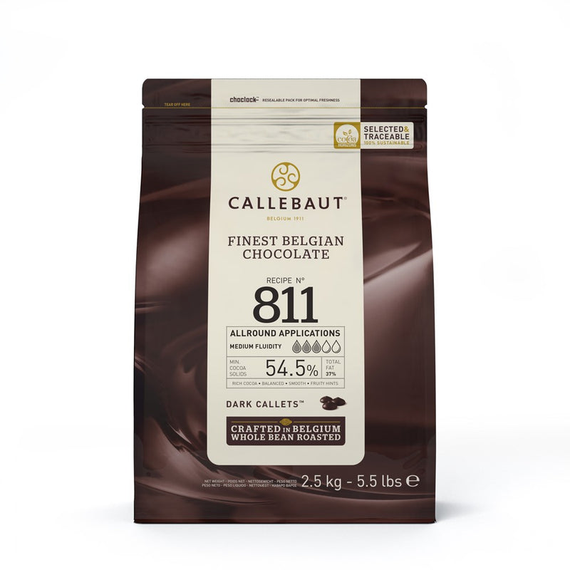 Callebaut Dark Couverture 811 Chocolate Callets (Melts) 54.5% - 2.5kg