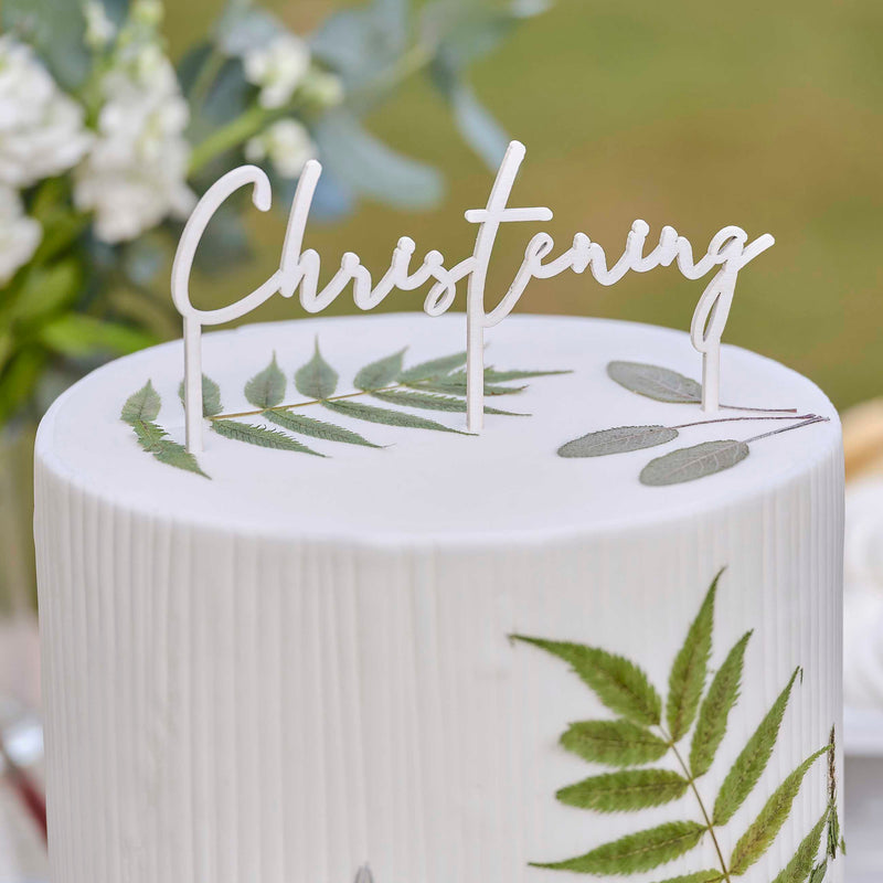 Cake Topper - Christening (White Wood)