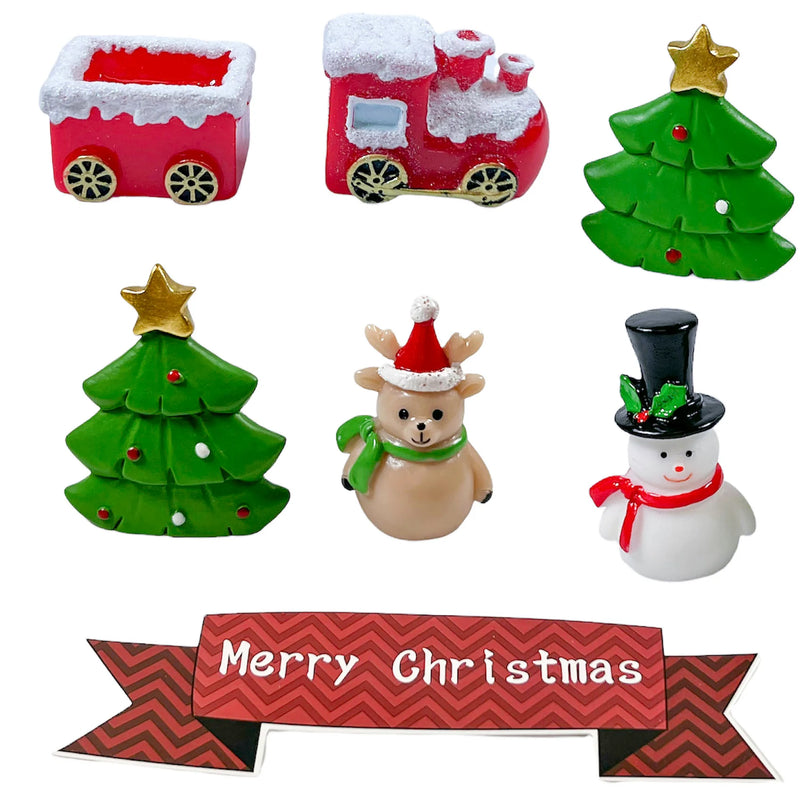 Cake Topper - North Pole Train Set - 7pc (Resin) - Christmas