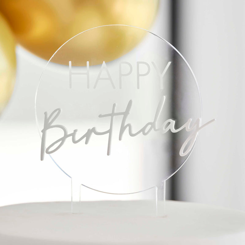 Cake Topper - Happy Birthday (Double Layered) Clear Acrylic