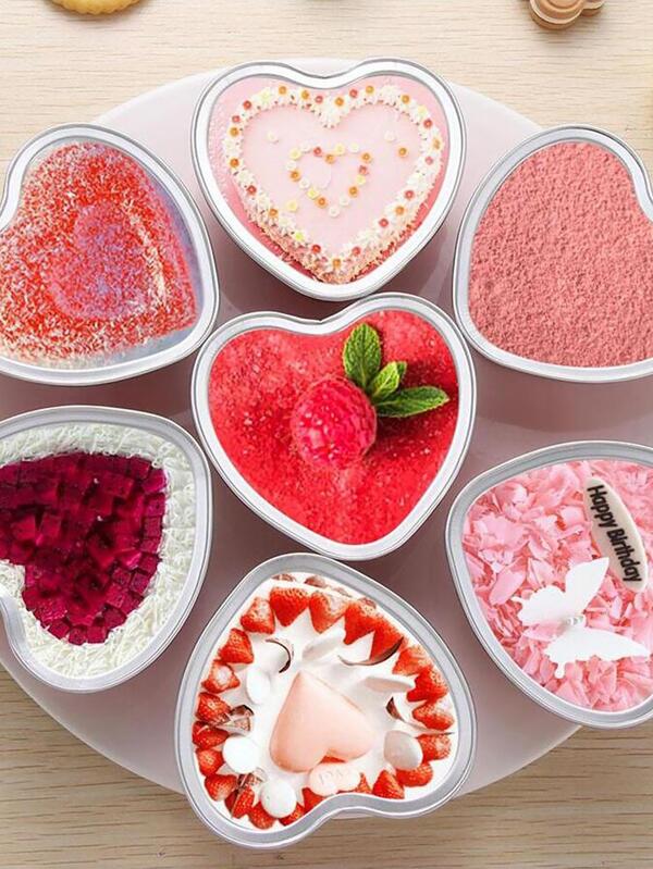Baking Cups - Pink Foil Heart Cups with Lids - 10 Pack