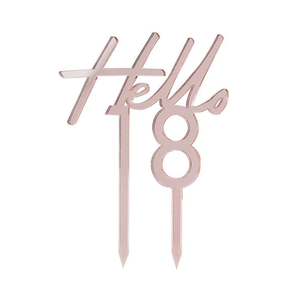 Cake Topper - Hello 18 - Rose Gold