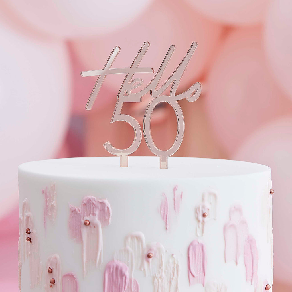 Cake Topper - Hello 50 - Rose Gold – Latorta