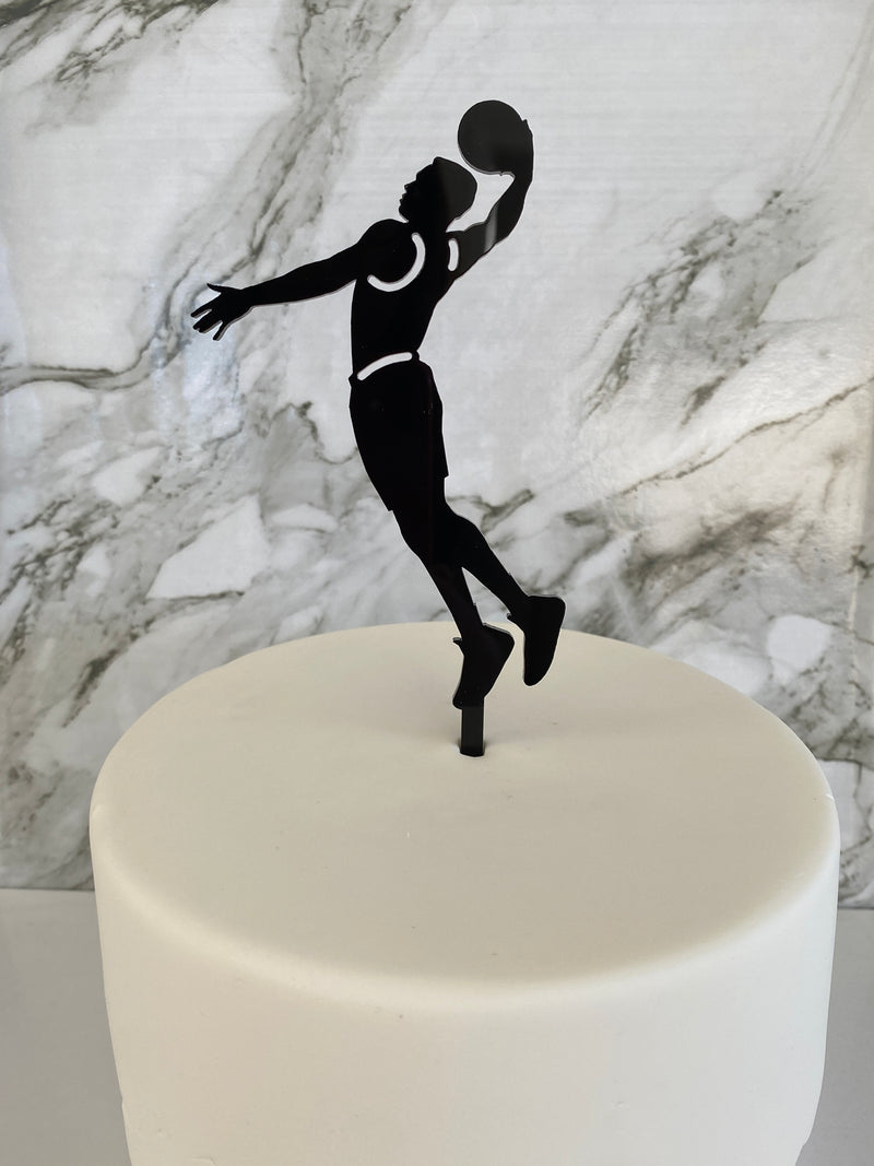 Cake Topper - Silhouette Basketball Player (Black Acrylic Cake Topper)