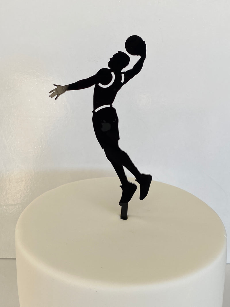 Cake Topper - Silhouette Basketball Player (Black Acrylic Cake Topper)