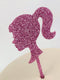 Cake Topper -  Barbie Silhouette - Pink Glitter (Acrylic Cake Topper)