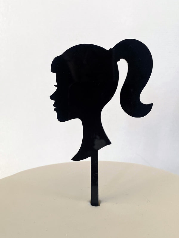 Cake Topper -  Barbie Silhouette - Black (Acrylic Cake Topper)