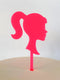 Cake Topper -  Barbie Silhouette - Fluro Pink (Acrylic Cake Topper)