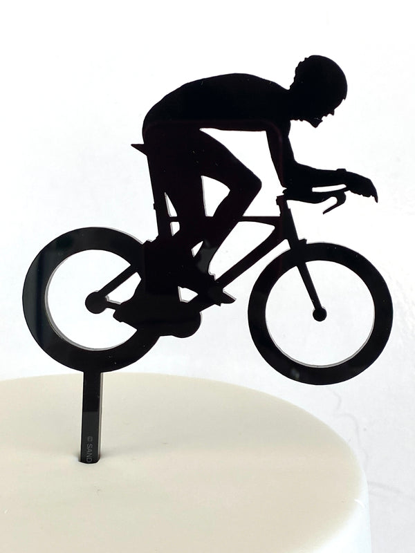 Cake Topper - Silhouette Cyclist (Black Acrylic Cake Topper)