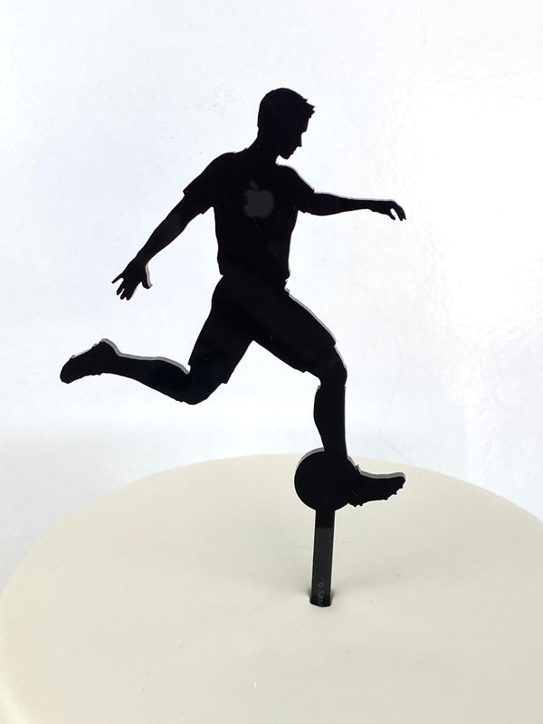 Cake Topper - Silhouette Soccer Player (Black Acrylic Cake Topper)